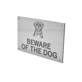Beware of the Dogs Sign - Easy to See Warning, Indoor/Outdoor Notice, Deterrent Sign (Medium Dog, Silver Rottweiler)