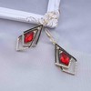 Yienate Boho Crystal Geometric Square Drop Earrings Unique French Red