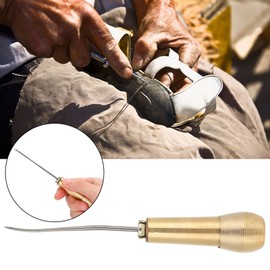 Chazcool 2 Set Leather Sewing Awl Needle with Copper Handle - Speedy Stitcher for Handmade Leather and Shoe Repair