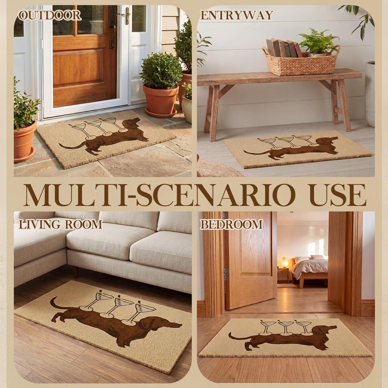 Tinideya Martini Dachshund 24 x 32 in Welcome Mat Funny