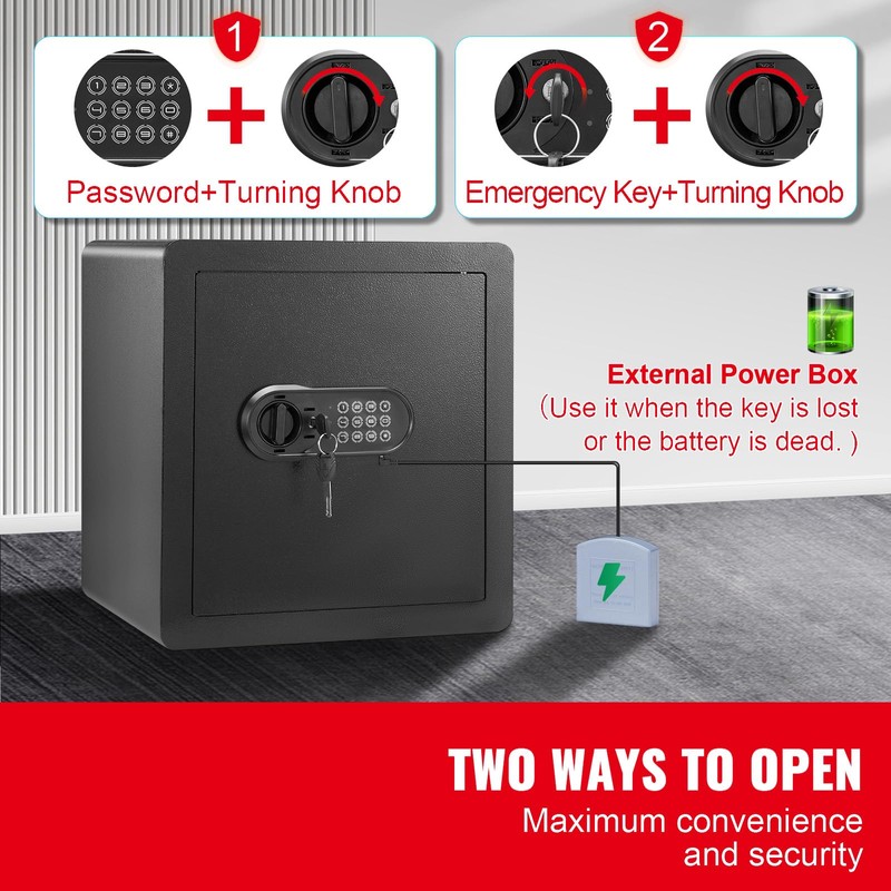 Happybuy Safe, 1.8 Cubic Feet Home Safe, Steel Security Safe