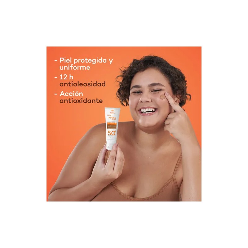Protector Solar Dermatolgico Facial Actine Colors Medio Oscuro FPS50 40g