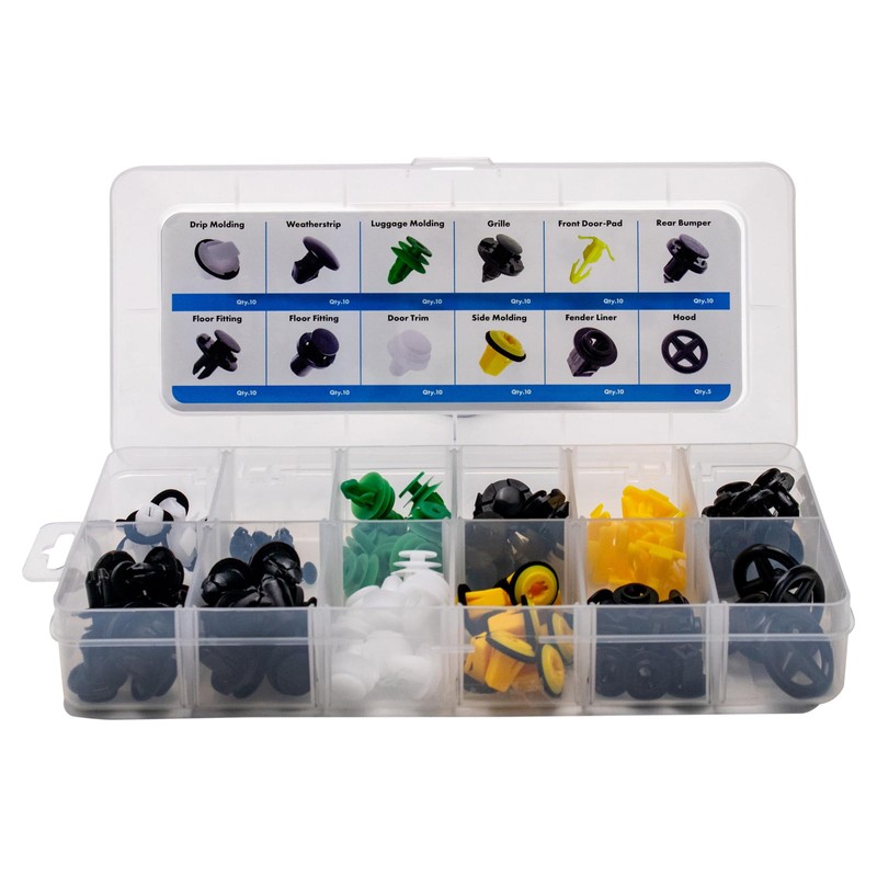 TRQ 115 Piece Kit Drip Moulding Trim Clip, Retainer, Fastener