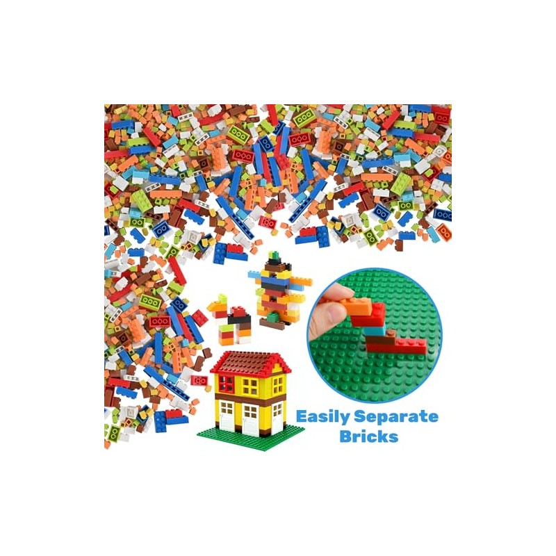 1600 PCS Building Bricks Set, Classic Bulk Building Blocks Compatible