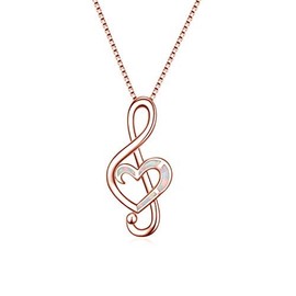 WINNICACA Music Note Opal Necklace Sterling Silver Necklace for Women Girls Gifts, Sterling Silver, Created Opal