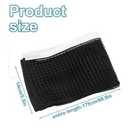 WUSJCOF Table Tennis Net Nylon Table Tennis Replacement Net Portable Ping Pong Net for Any Table for Outdoor and Indoor (1.75 m Long) (Black)