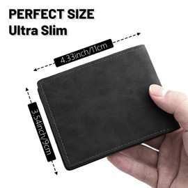 Leather Wallet for Men, Slim Soft Bifold Wallet with Card Holder Banknote Compartments and Coin Pocket, Compact and Functional for Work Business or Travel Simplicity Purses for Men UK (Black)