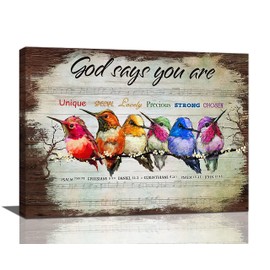 Shuweienphant Christian Hummingbird Wall Art God Says You Are Wall Decor Country Bird Canvas Painting Print Artwork Modern Home Decor Framed for Living room Bedroom Bathroom 16/''X20/''