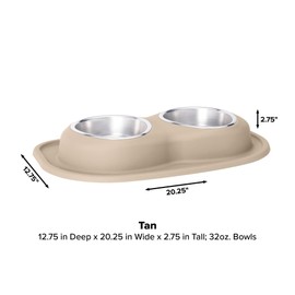 WeatherTech Double Low Pet Feeding System - Compact and Portable Dog/Cat Food and Water Station