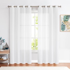 jinchan Linen Curtains, Light Filtering Window Drapes with Grommet Top, Linen Off White Curtains 2 Panels for Living Room Farmhouse Bedroom (W50 x L96, Off White)