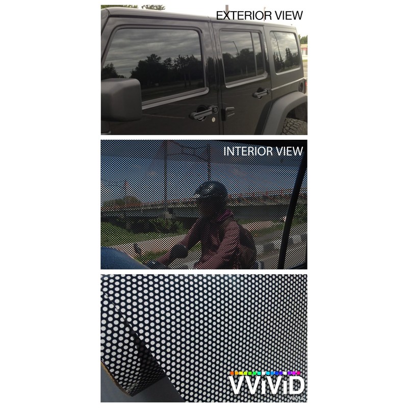 VViViD One-Way Perforated Black Vinyl Privacy Window Film Adhesive Glass
