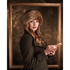 Futrzane Classic Trim Hat - Faux Fur Trimmed Hats for Women - Classy Fleece Cap (S, Brown - Bronze Classic)