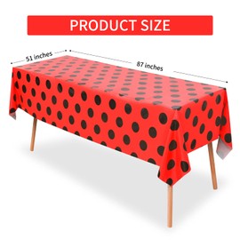2 Pcs Ladybug Tablecloth Red Black Polka Dots Plastic Table Covers 87 x 51 Inches Ladybug Themed Party Decorations for Ladybug Theme Party Supplies