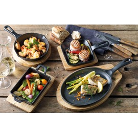 Küchenprofi BBQ Serving Pan with Serving Board Made of Pine Wood, stainless steel, 0305051015