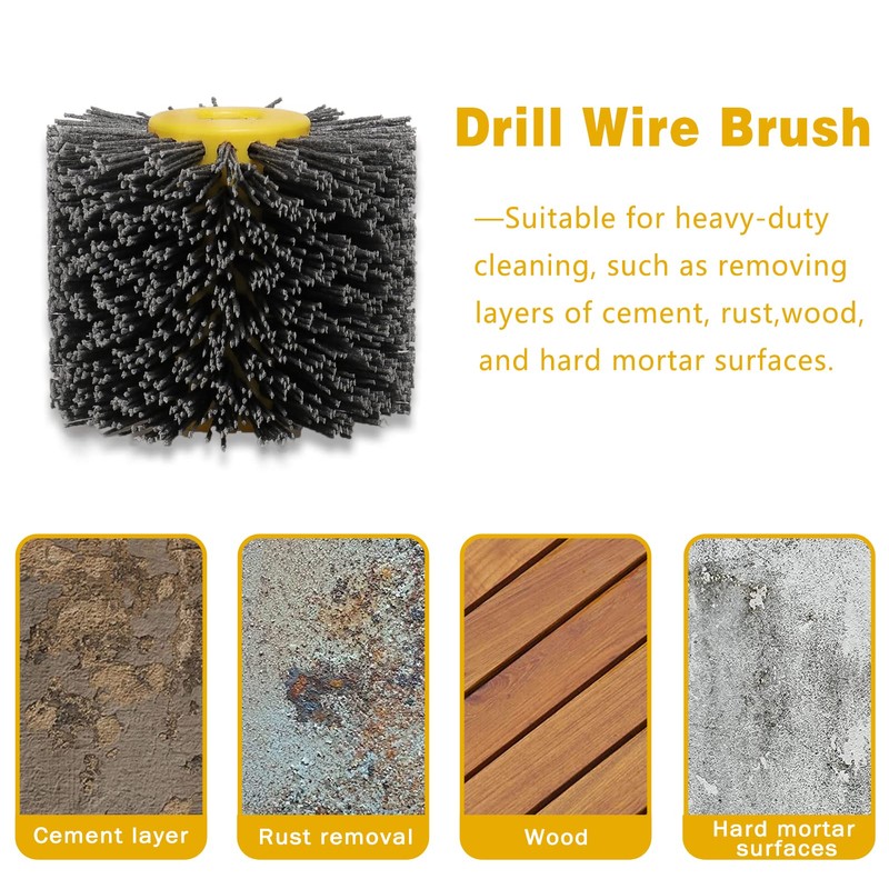 Shineboc Abrasive Nylon Wire Drawing Wheel Drum Brushes, 120 Grit