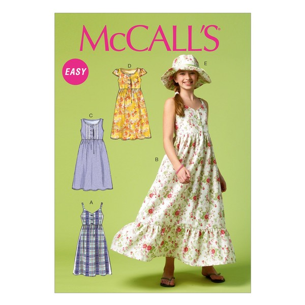 McCall Pattern Company M6919 Girls/Girls Plus Dresses and Hat, Size PLS