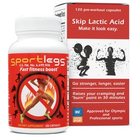 SPORTLEGS Fast Fitness Boost Pre Workout for Men and Women, Lactic Acid Supplement, Sports Endurance Fuel, Endurance Supplements for Runners - NSF Certified for Sport,120-Capsule Bottle, Pack of 1
