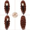 MINSEEYOO Auburn Wig with Bangs for Women Long Wavy Wigs