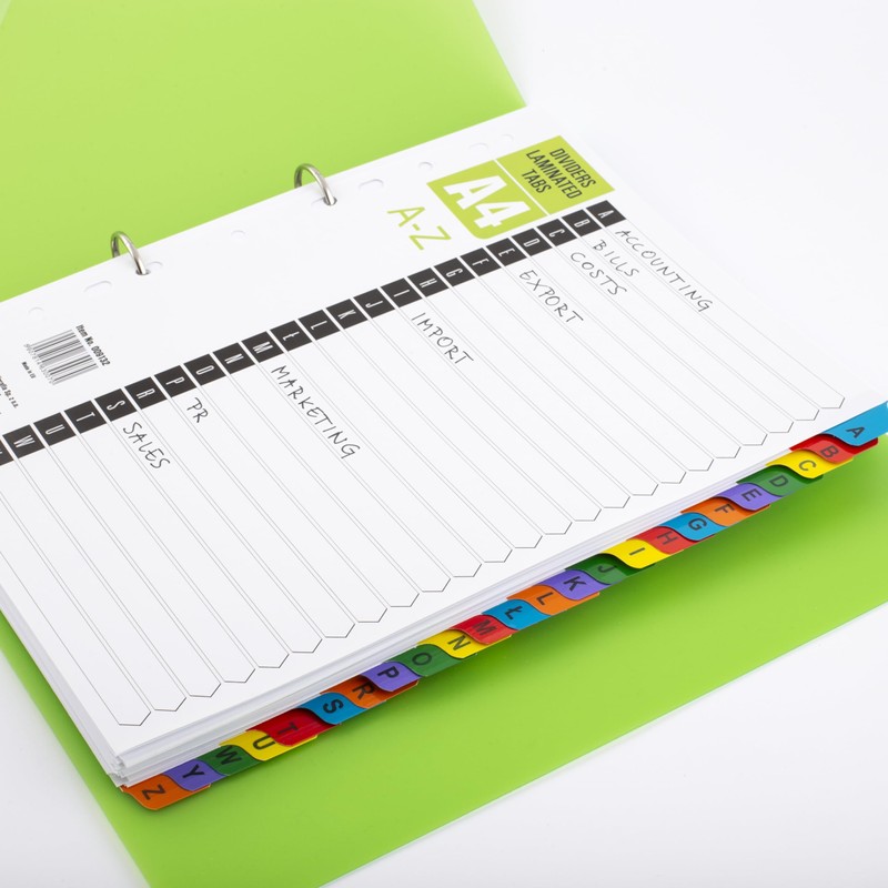 D.RECT A4 Colour Coded Laminated Index Tabs for Documents Tabs