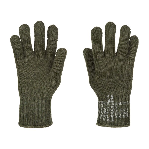 US Army Military Genuine Issue GI Men's Wool Nylon Blend Cold Weather Snow Winter Tactical Gloves (Large, OD Green)