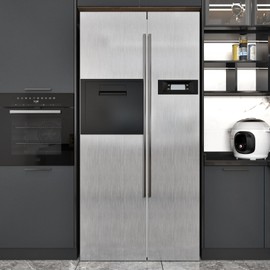 Skyblur Silver Stainless Steel Contact Paper Waterproof Chrome Contact Paper Removable Metallic Silver Wallpaper Peel and Stick Thicken Metal Look Vinyl Wrap for Countertops Appliances 15.8" x 120"