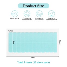 Mynoozi 60 Stück Ersatztapes Klebestreifen, Hair Klebeband für Tape In Hair Extensions Echthaar, Supertape für Tape Extensions, Perücken und Zweithaar- 4 x 0.8 cm