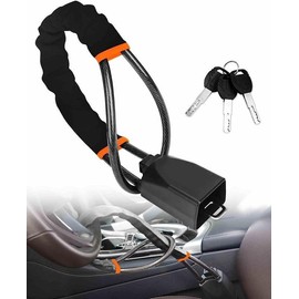 Car Steering Wheel Lock Car Safety Lock Seat Belt Buckle Lock Retractable Steel Cable Lock Steel Wire Rope Lock Fit Most Vehicles Truck SUV Van