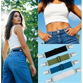 Szuoixe Pant Waist Tightener Waist Cinch Clip Belt Adjustable Elastic Pant Clip Women Men Packs (Multicolor)