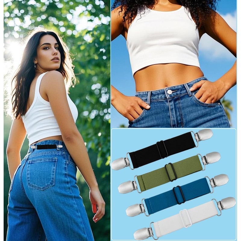 Szuoixe Pant Waist Tightener Waist Cinch Clip Belt Adjustable Elastic