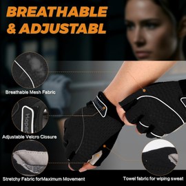 Hopedas Weight Lifting Gym Workout Gloves Full Palm Protection for Men and Women,Breathable Sport Gloves for Training,Fitness,Exercise,Yoga, Pilates,Cycling，Black