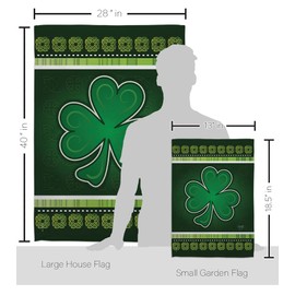 Breeze Decor S102026-BO Shamrock Spring St Patrick Decorative Vertical Flags Set, 1 x House & 1 x Garden, Thick Fabric