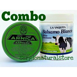 Plantimex (1) Balsamo Blanco LaVaquita 100 grs each + (1) Arnica de la Abuela 30 grs each