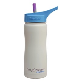 EcoVessel Summit Botella de Agua aislada (Acero Inoxidable con Tapa y Paja), Blanco, 481,94g