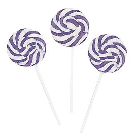 PURPLE SWIRL LOLLIPOPS - 24 SUCKERS INDIVIDUALLY WRAPPED - 2 INCH POPS