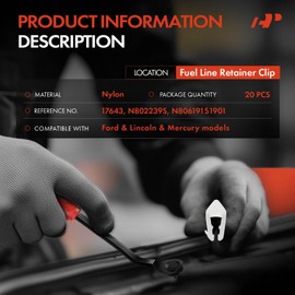 A-Premium 20PCS Nylon Fuel Line Retainer Clip Compatible with Ford F-150, F-250, F-350, Explorer, Focus, Mustang, Taurus, Expedition, E-150, E-250, Ranger & Lincoln Navigator & Mercury Cougar