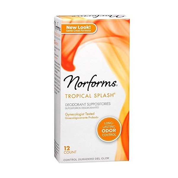 Norforms Tropical Splash Deodorant Suppositories 12 each (Pack of 4)