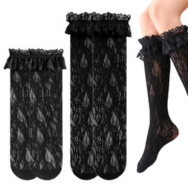KGDUYC Ankle Socks for Women Ruffle Socks for Women Traditional Women Socks Lace Ankle Socks Traditional Women Socks Lolita Dresses Women Dresses Kawaii Clothing for Women (2 Pairs), multicoloured