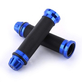 Motorcycle Handlebar Grips Universal 7/8" CNC Aluminum Rubber Hand Grip Universal for Bar Bike Bicycle Handle Bar Grips Replacement(BLUE)