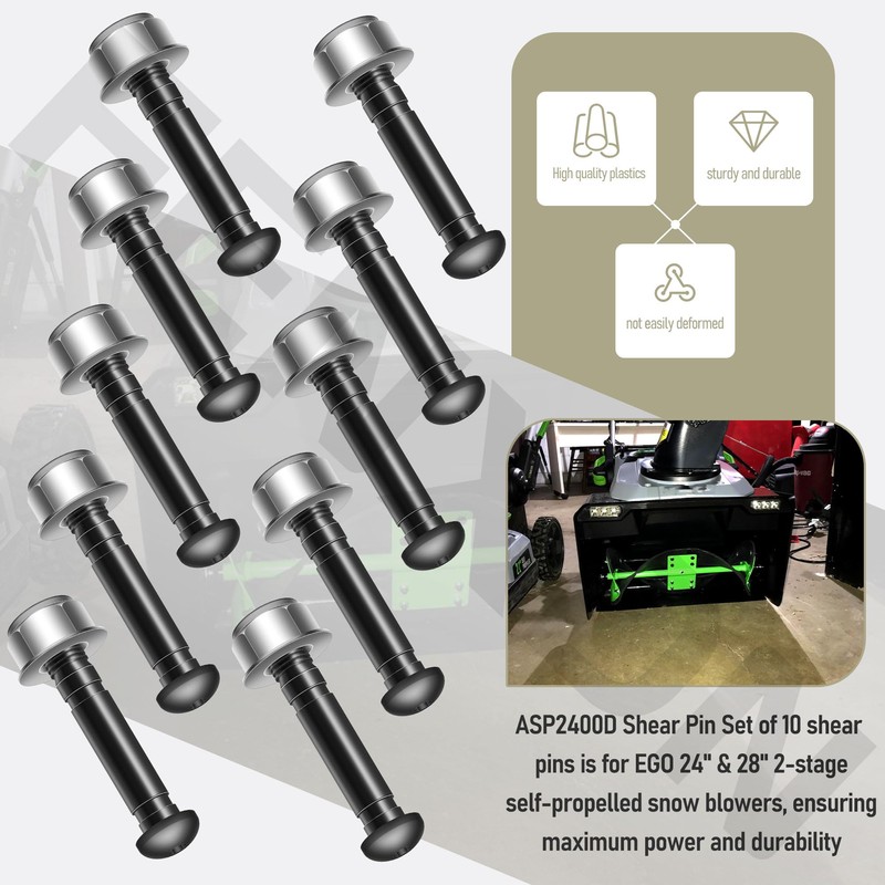 FENXDN ASP2400D Shear Pin for EGO Snow Blower，10 Pack, Black,