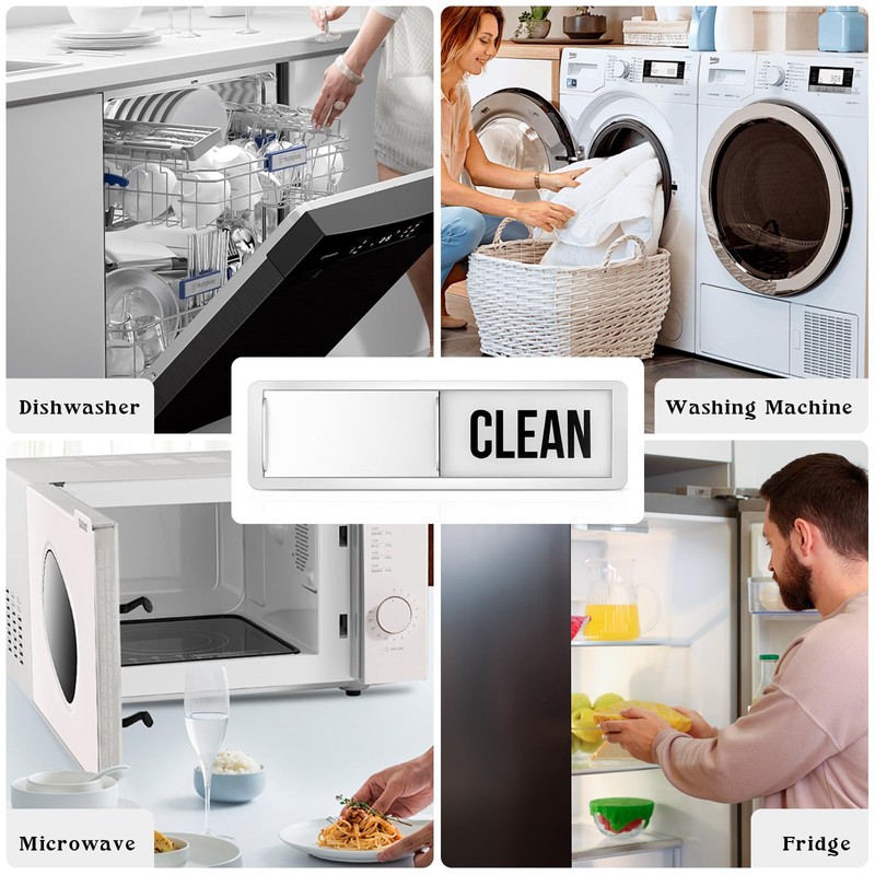 Dishwasher Magnet Clean Dirty Sign, Premium Stainless Steel Clean Dirty