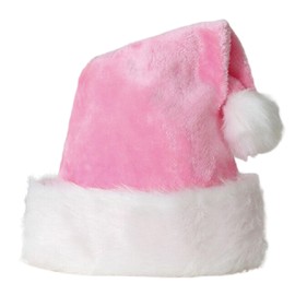 LKQBBSZ Santa Hat for Women, Adults Unisex Velvet Comfort Xmas Hat Extra Plush for Christmas New Year Festive Holiday Party (Pink)