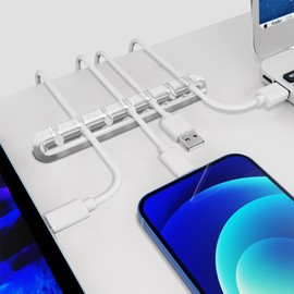 SOULWIT Cable Holder Clips, 3-Pack Cable Management Cord Organizer Clips Silicone Self Adhesive for Desktop USB Charging Cable Nightstand Power Cord Mouse Cable Wire PC Office Home