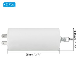 PATIKIL 35uf CBB60 Run Capacitor,2Pcs AC 250V 4 Pins 50/60Hz Cylinder Bottom with M8 Screw for Washing Machine,Cleaning Machine Pump Motor Star