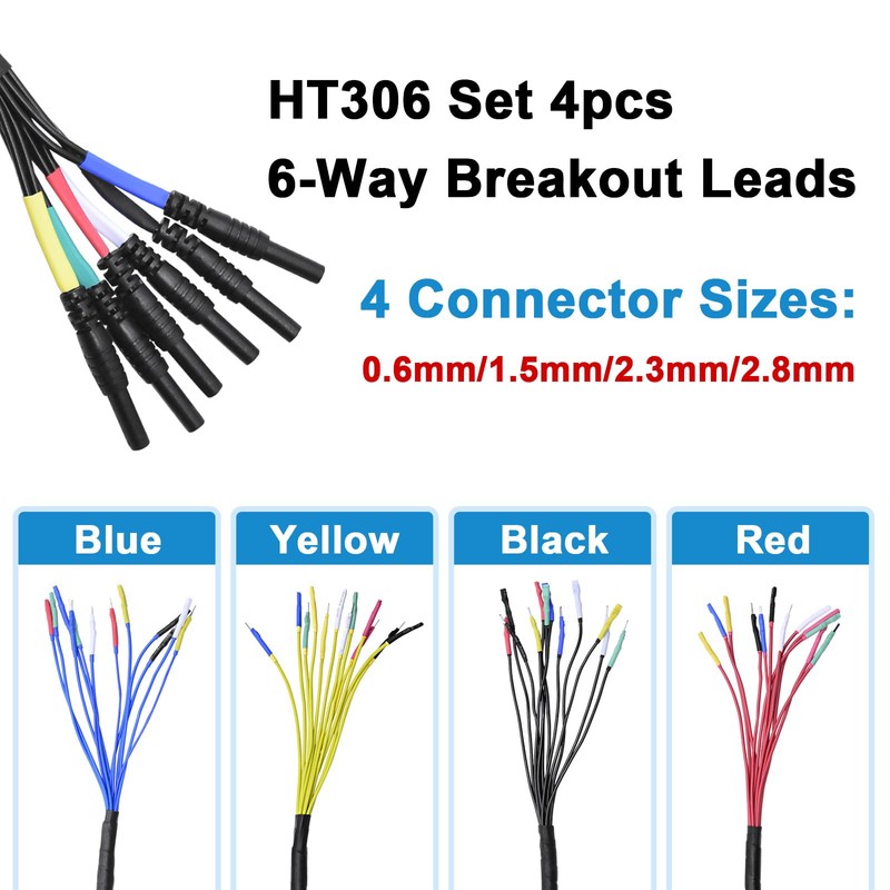 HT306 4 Connectors Sizes Universal Breakout Leads, 6 Channel Test