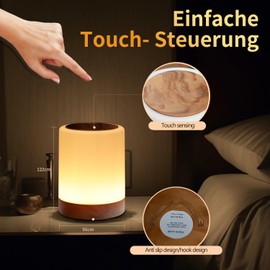 OORUN Touch Bedside Table Lamp,13 RGB Colors & 5 Brightness, USB Rechargeable Desk Lamp, Remote Control Dimmable Night Light with RGB Color Changing,Portable Lamp for Baby, Bedroom, Living Room