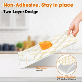 Gopas Drawer and Shelf Liner for Kitchen Cabinets Non-Adhesive, Non-Slip Cabinet Liner Shelf Paper Strong Grip Waterproof Easy to Clean for Kitchen Shelves Cupboard,Gold Geometric,12IN X 10FT