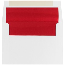 JAM Paper® A6 (4 3/4 x 6 1/2) Foil Lined Invitation Envelopes - White with Red Foil Lining - 50 envelopes per Pack
