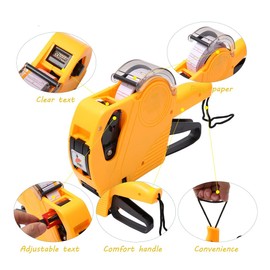 MX-5500 8 Digits Price tag Gun with 5000 Sticker Labels and 5 Ink Refill, Label Maker Pricing Gun Kit Numerical Tag Gun for Grocery Retail Store & Office,Organization Marking Price tag Gun (Yellow)