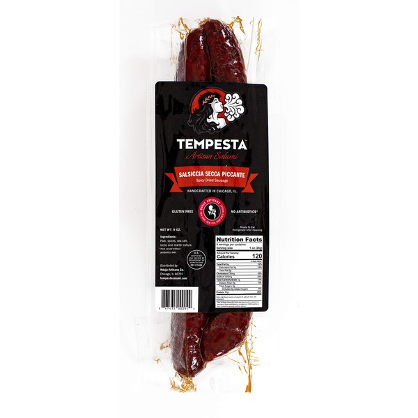 Tempesta Salsiccia Secca Piccante spicy dry sausage (9 Ounce (Pack of 1))