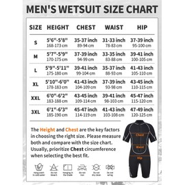 Owntop 3/2mm Shorty Wetsuit for Men - Stretch Short Sleeve Neoprene Diving Suits One Piece Dive Skin UPF50+ Thermal Front Zip for Surfing Swimming Snorkeling, Men Black M